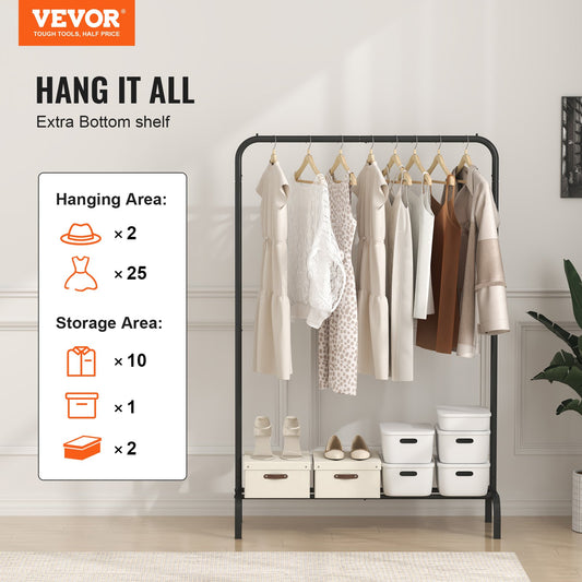 VEVOR Clothes Rack, Heavy Duty Clothing Garment Rack with Hanging Rod and Bottom
