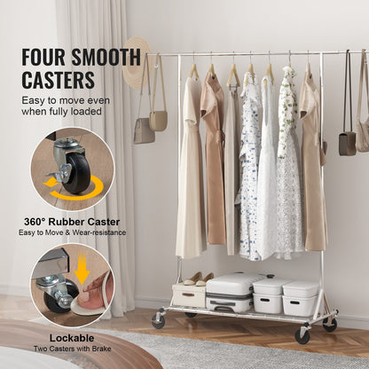 Heavy Duty Garment Rack with Wheels, 204 kg Capacity, Adjustable & Extendable