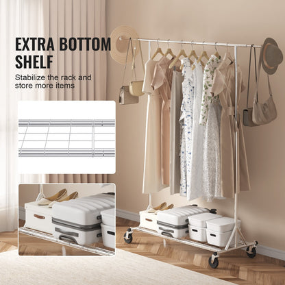 Heavy Duty Garment Rack with Wheels, 204 kg Capacity, Adjustable & Extendable