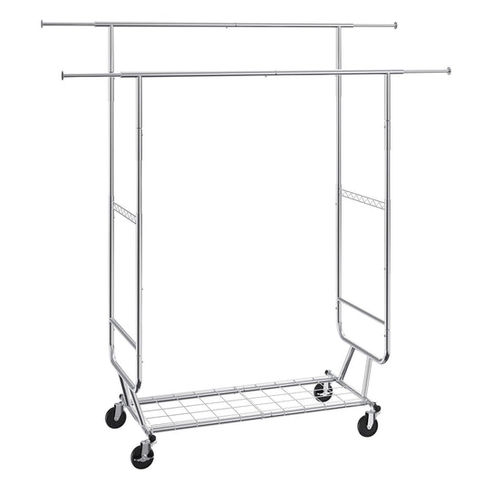 VEVOR Heavy Duty Clothes Rack, Double Hanging Rod Clothing Garment Rack for Hanging