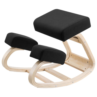 Ergonomic Kneeling Chair, Wooden Posture Knee Chair with Thick Foam Cushions and Solid Wood Frame, Adjustable Height, Natural Relief for Neck or Back Pain, Ideal for Home, Office or Meditation