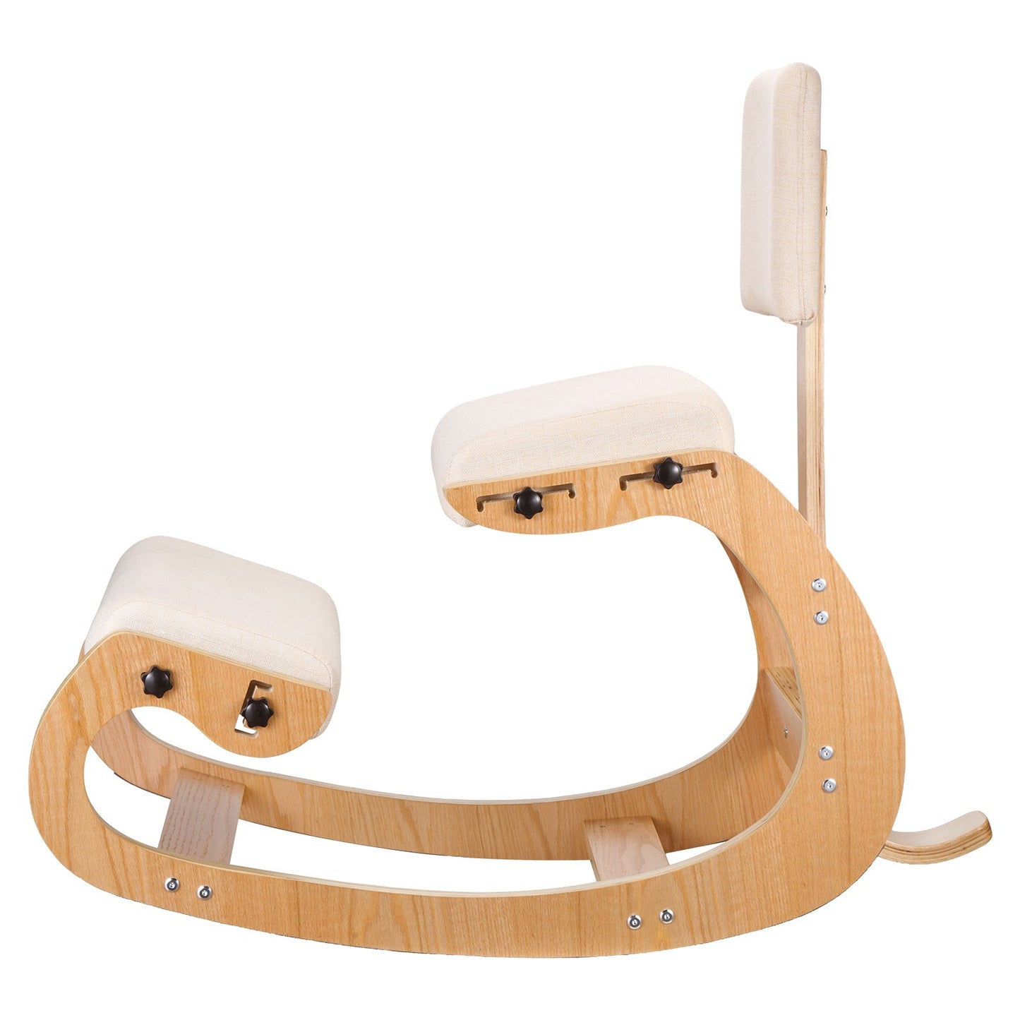 Ergonomic Kneeling Chair, Wooden Posture Knee Chair with Adjustable Thick Foam Cushions, Backrest and Wood Frame, Adjustable Height, Relief for Neck or Back Pain for Home, Office or Meditation