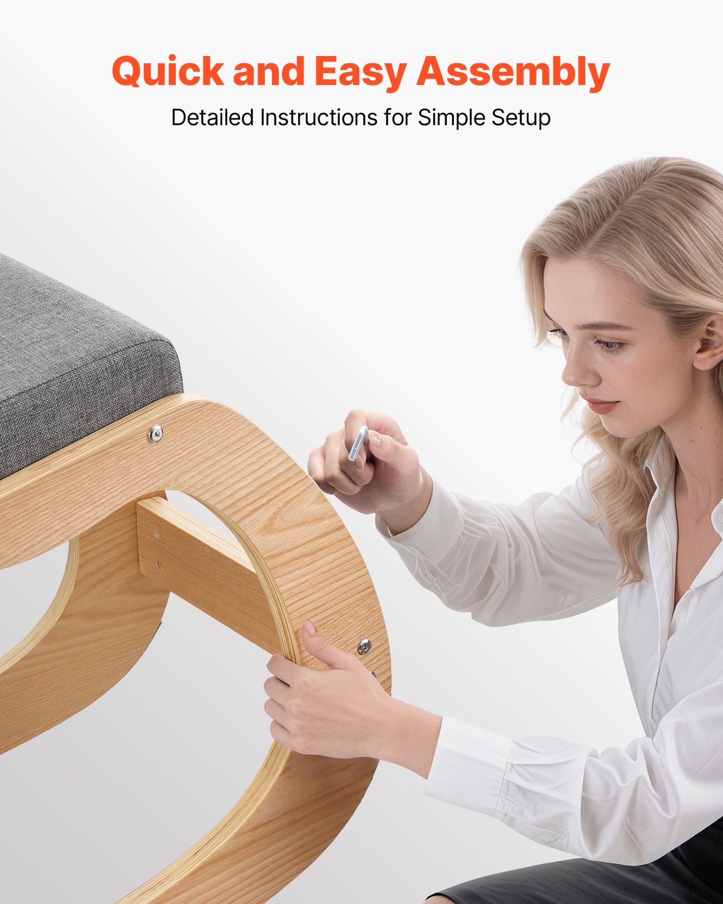 Ergonomic Kneeling Chair, Wooden Posture Knee Chair with Thick Foam Cushions and Solid Wood Frame, Adjustable Height, Natural Relief for Neck or Back Pain for Home, Office or Meditation, Gray