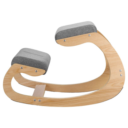 Ergonomic Kneeling Chair, Wooden Posture Knee Chair with Thick Foam Cushions and Solid Wood Frame, Adjustable Height, Natural Relief for Neck or Back Pain for Home, Office or Meditation, Gray