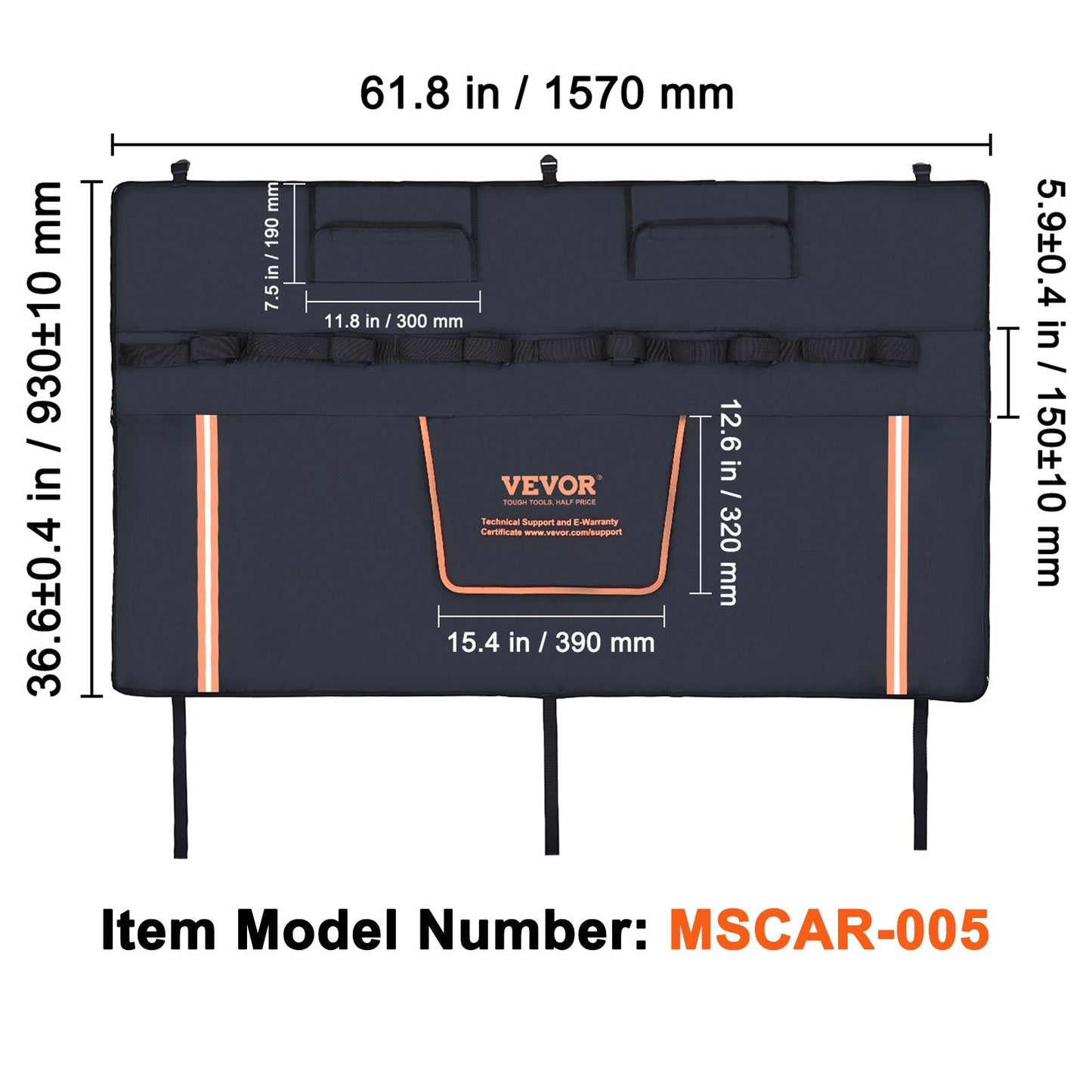 Pickup Truck Tailgate Pad for 6 Bikes - 1.57m, Triple-Layer Protection, Easy Install