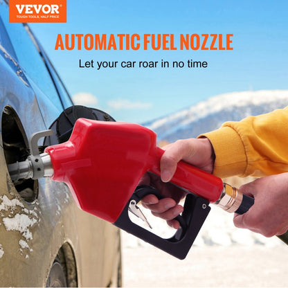 VEVOR Automatic Fuel Nozzle, 3/4" NPT Inlet Thread & 13/16" Spout, 11 GPM Max Flow Rate, Auto Shut Off, Aluminum & PVC Gas Pump Handle with 360° Swivel for Gasoline Diesel Kerosene Biodiesel Refilling