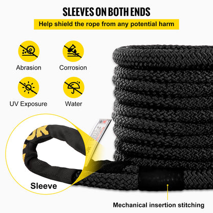 VEVOR  25.5mm x 9.6m Kinetic Recovery Tow Rope, 15.2 t, Heavy Duty Double Braided