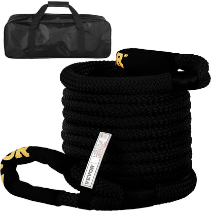 Heavy Duty 25.5mm x 9.6m Kinetic Tow Rope, 15.2t, with Loops & Sleeves