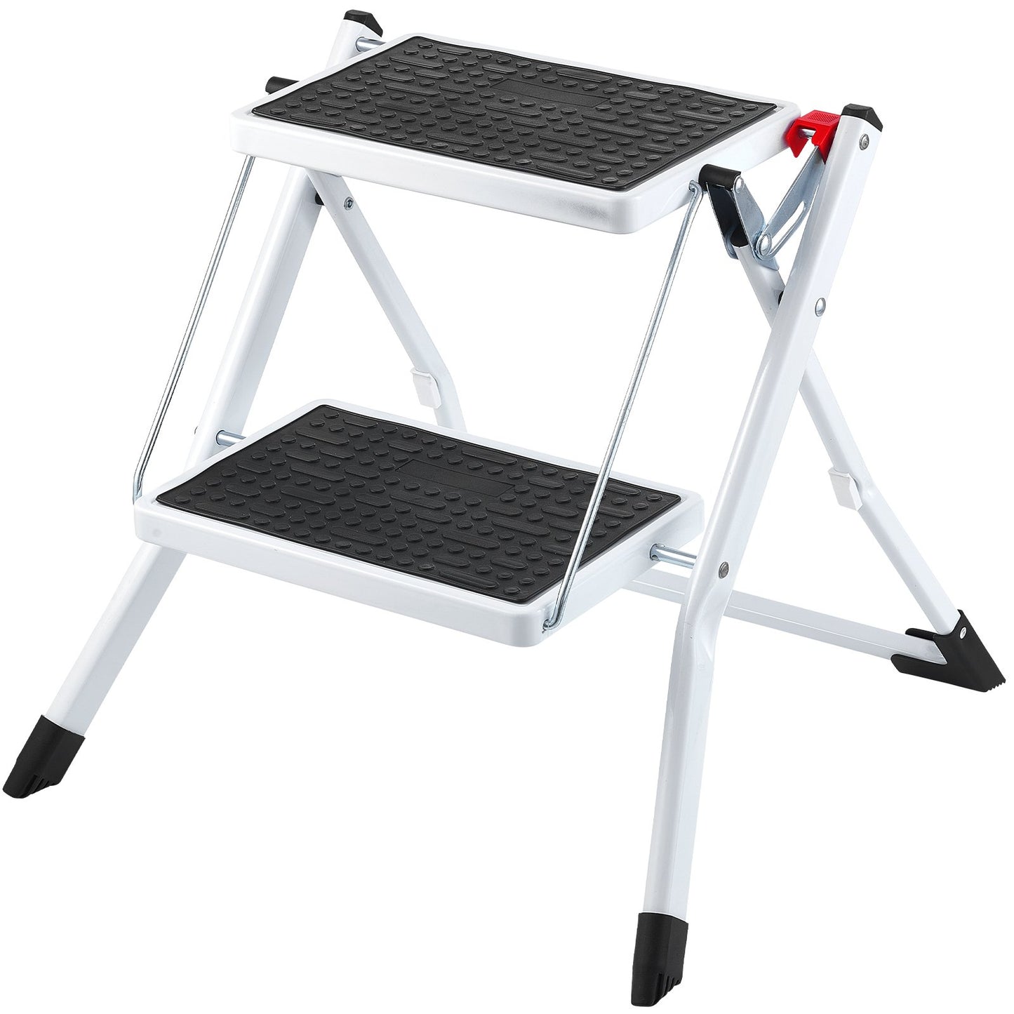 VEVOR Step Ladder 2-Step 150kg Capacity, Ergonomic Folding Steel Step Stool with