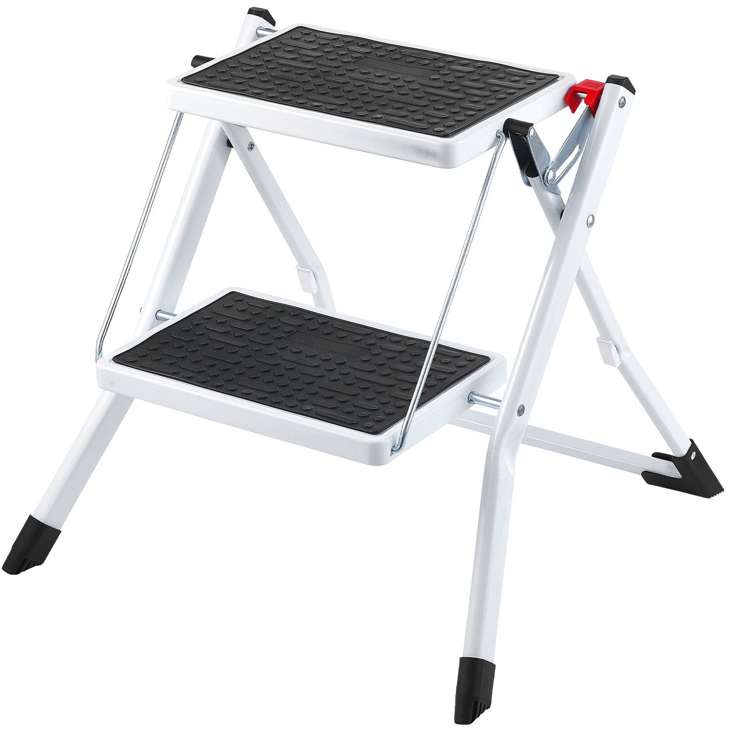 2-Step Ergonomic Folding Steel Ladder, 150kg Capacity, with Anti-Slip Pedals