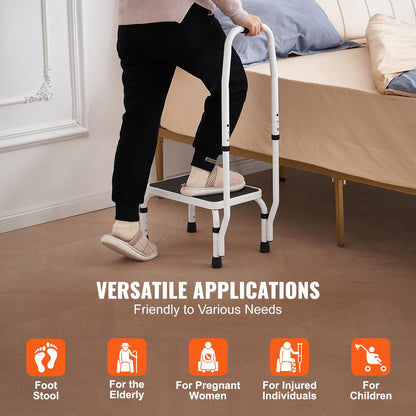 VEVOR Step Stool 1-Step 150KG Capacity, 3 Adjustable Height with Handle Steel Step