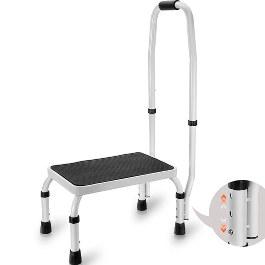 VEVOR Step Stool 1-Step 150KG Capacity, 3 Adjustable Height with Handle Steel Step