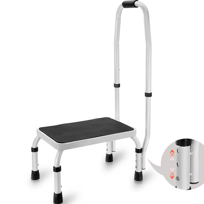 Adjustable Steel Step Stool with Handle, 1-Step, 150kg Capacity, Non-Slip Design