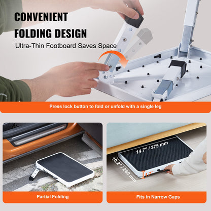 VEVOR Step Stool 1-Step 150KG Capacity, Folding Steel Step Ladder 3 Adjustable Height,