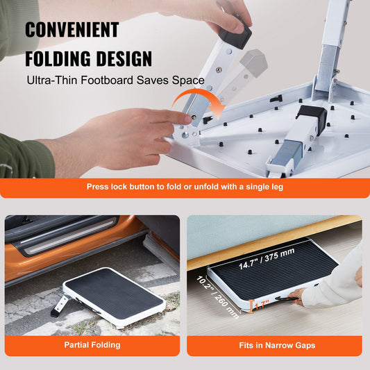 Folding Steel Step Ladder, 150KG Capacity, 3-Height Adjustable, Non-Slip Design