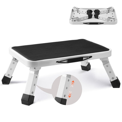 VEVOR Step Stool 1-Step 150KG Capacity, Folding Steel Step Ladder 3 Adjustable Height,