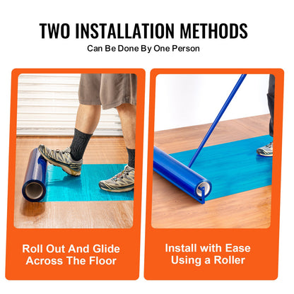 VEVOR Floor Protection Film 24" x 200' Self Adhesive Car Mat Protector PE Blue