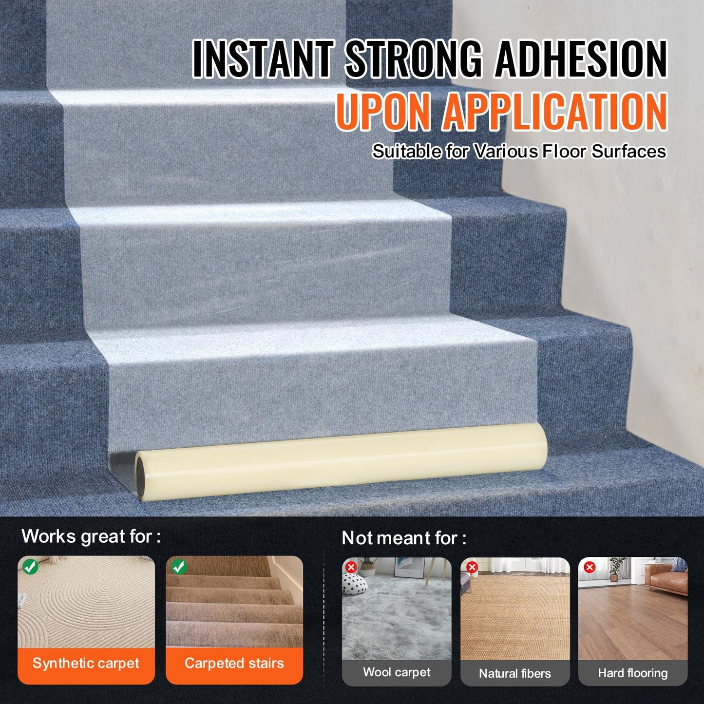 Carpet Protection Film, 0.61m x 30.48m Self-Adhesive Floor Shield, Transparent