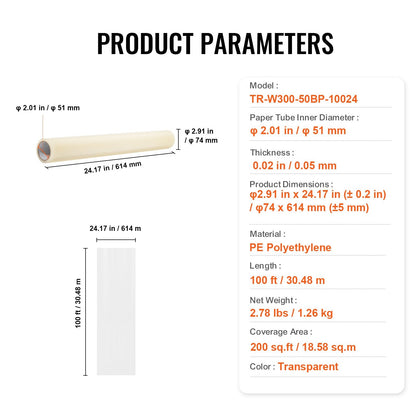 Carpet Protection Film, 0.61m x 30.48m Self-Adhesive Floor Shield, Transparent