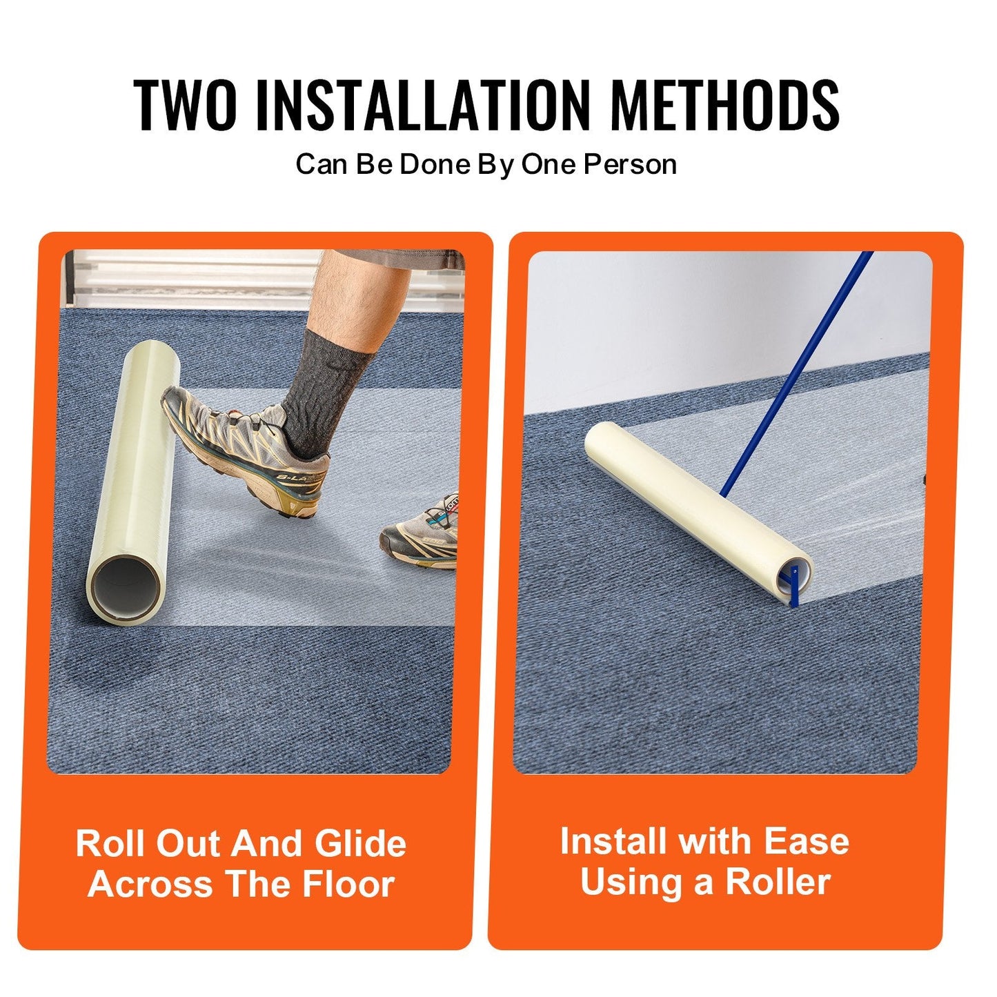 Transparent Carpet Protection Film, 0.6m x 60.96m, Self-Adhesive & Easy Install