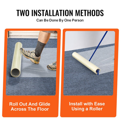 Transparent Carpet Protection Film, 0.6m x 60.96m, Self-Adhesive & Easy Install