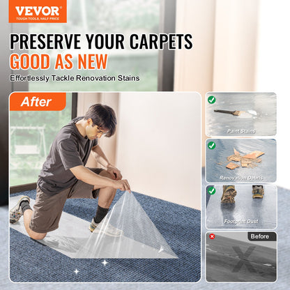 VEVOR Carpet Protection Film, 24" x 50' Floor and Surface Shield with Self Adhesive