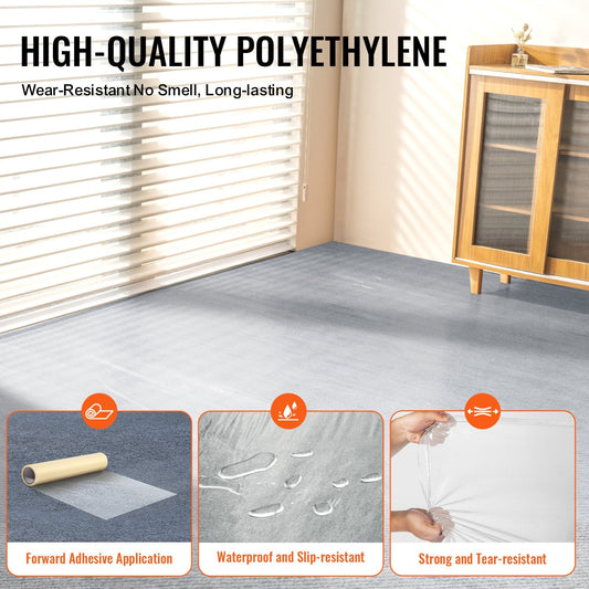 Transparent Carpet Protection Film, 0.6m x 15.24m, Self-Adhesive & Easy Install