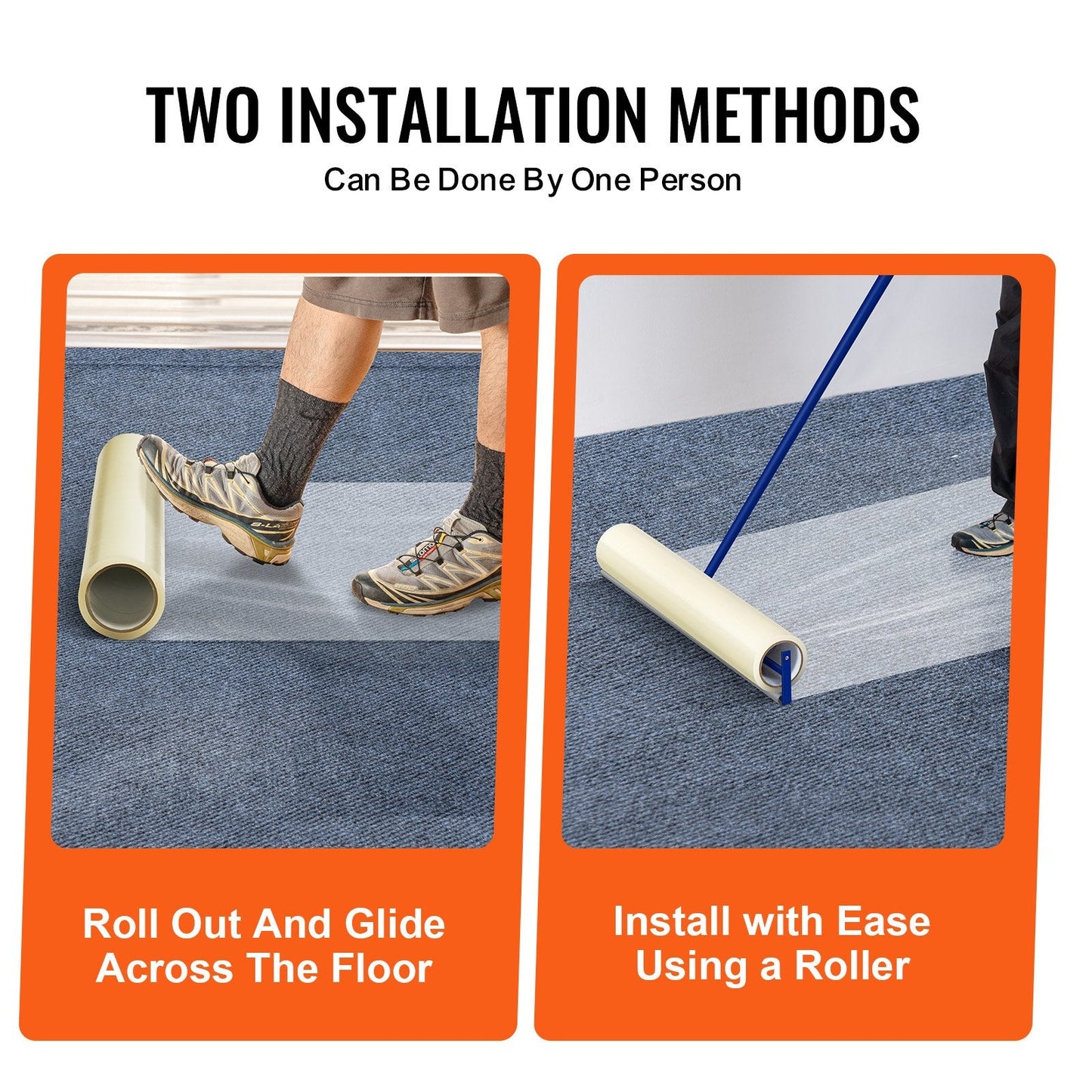 Transparent Carpet Protection Film, 0.6m x 15.24m, Self-Adhesive & Easy Install