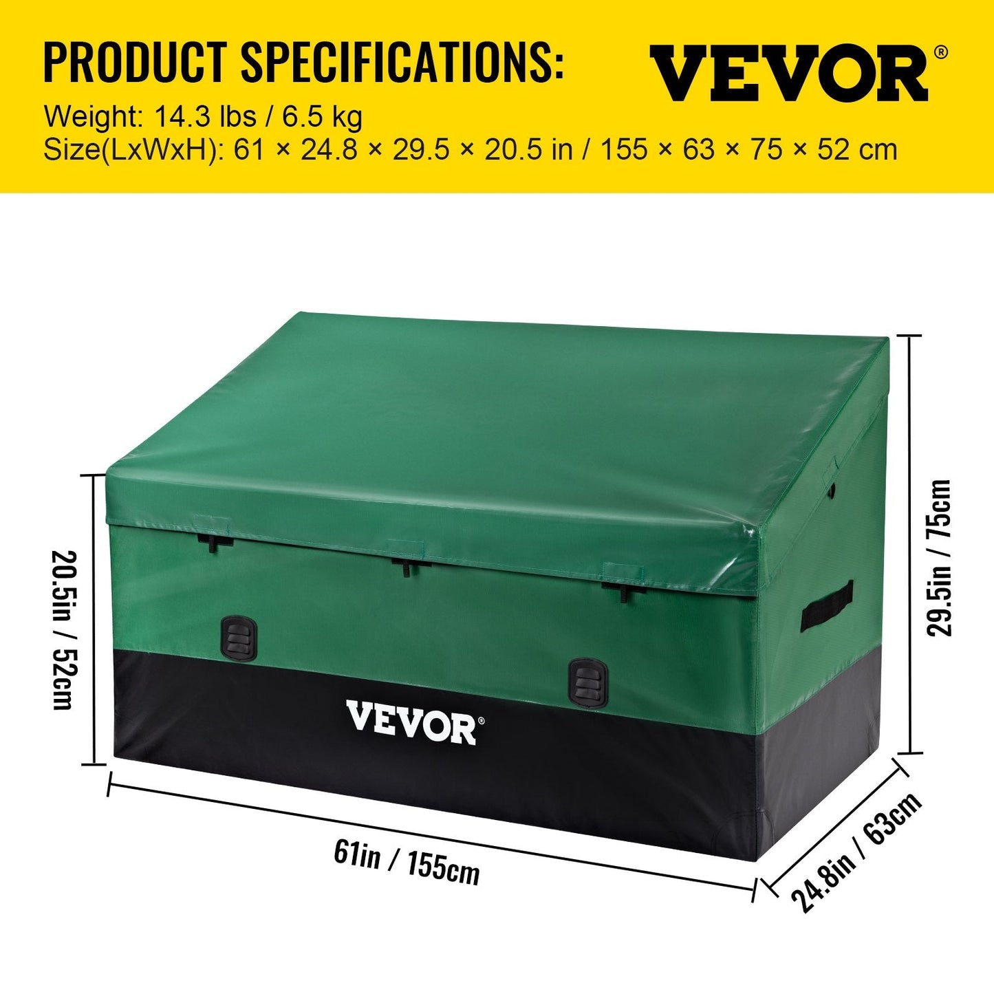 Large 567L Waterproof Outdoor Storage Box with PE Tarpaulin Cover, 1.55m x 0.63m