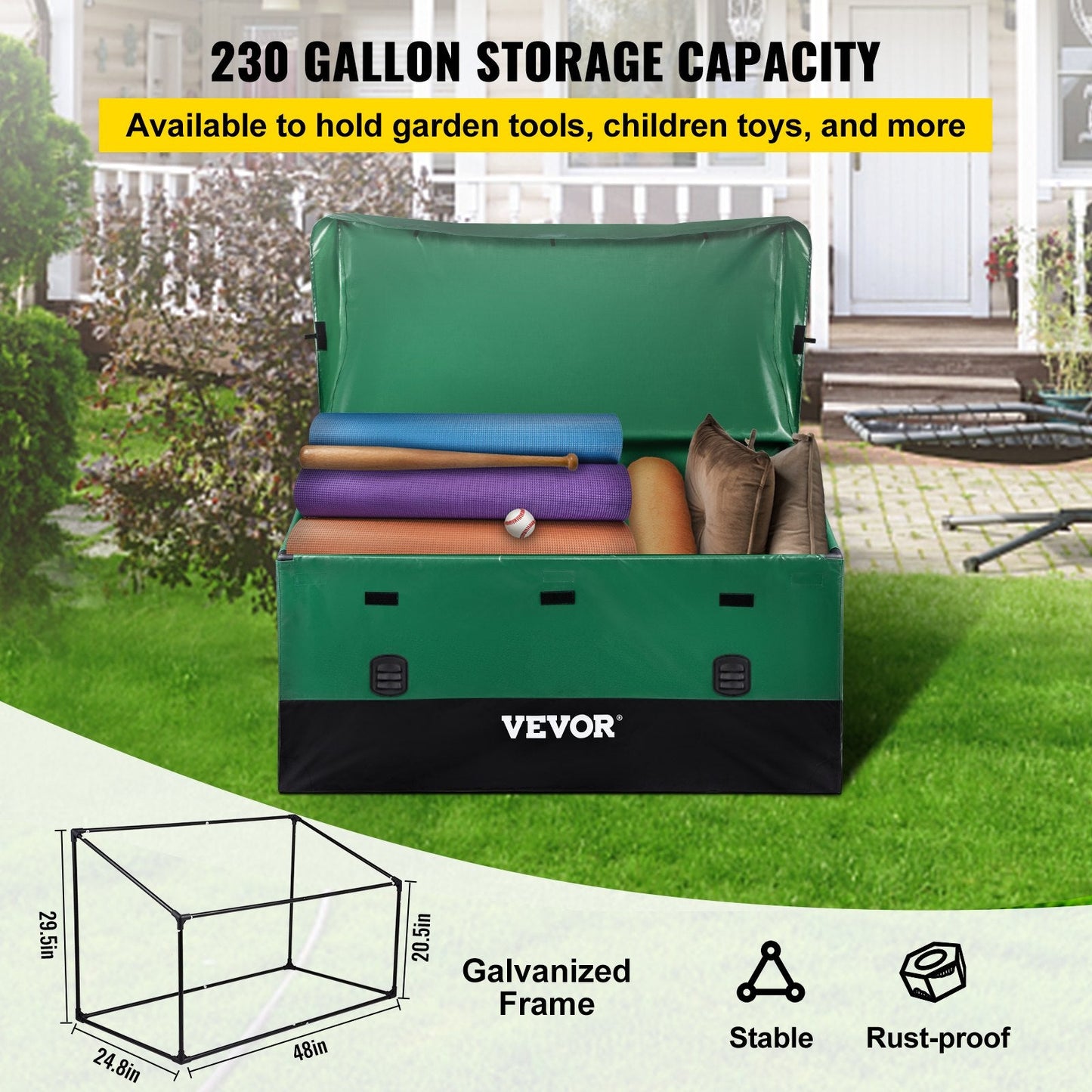 Large Outdoor 870L Storage Box with Waterproof Cover, Easy Assembly, Portable