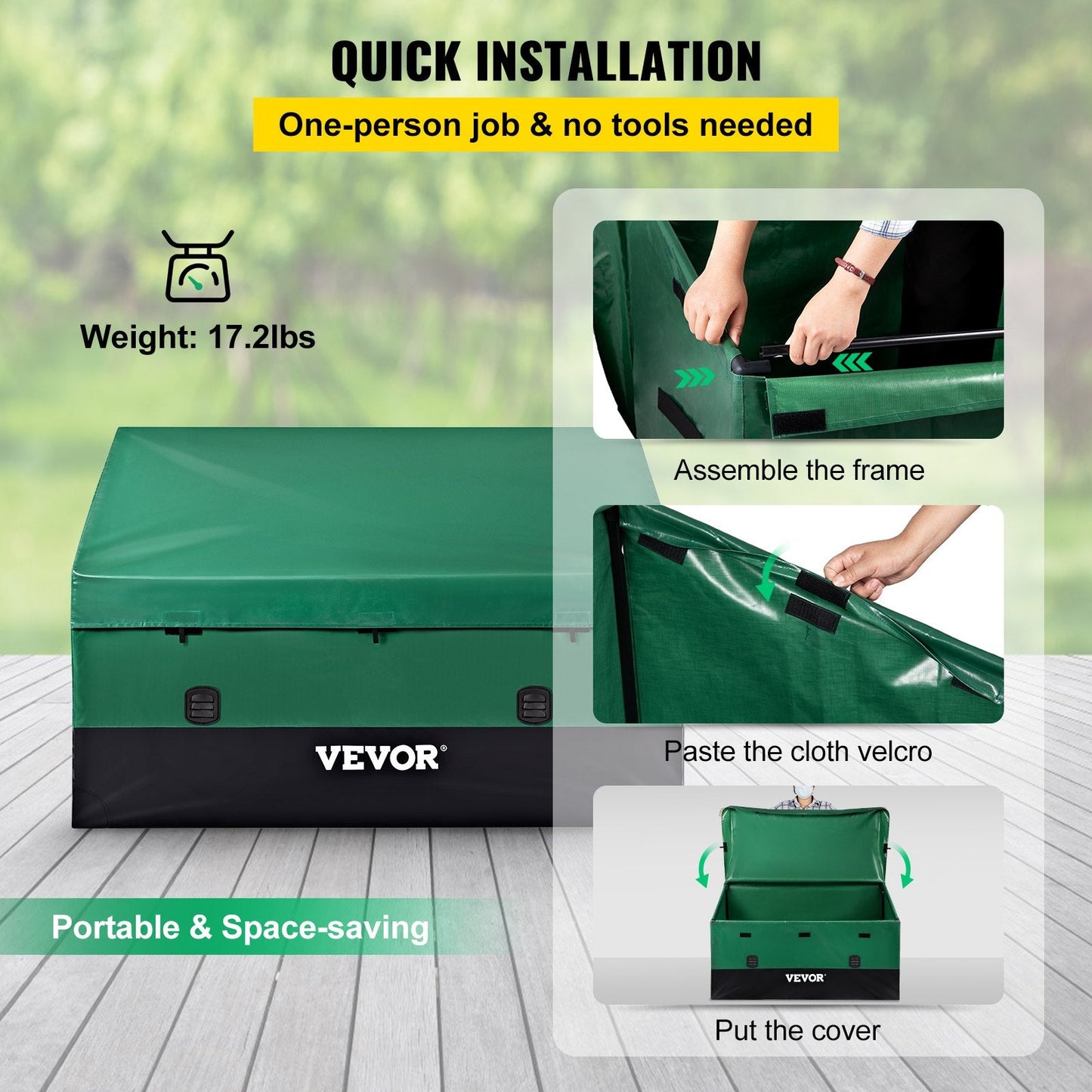 Large Outdoor 870L Storage Box with Waterproof Cover, Easy Assembly, Portable