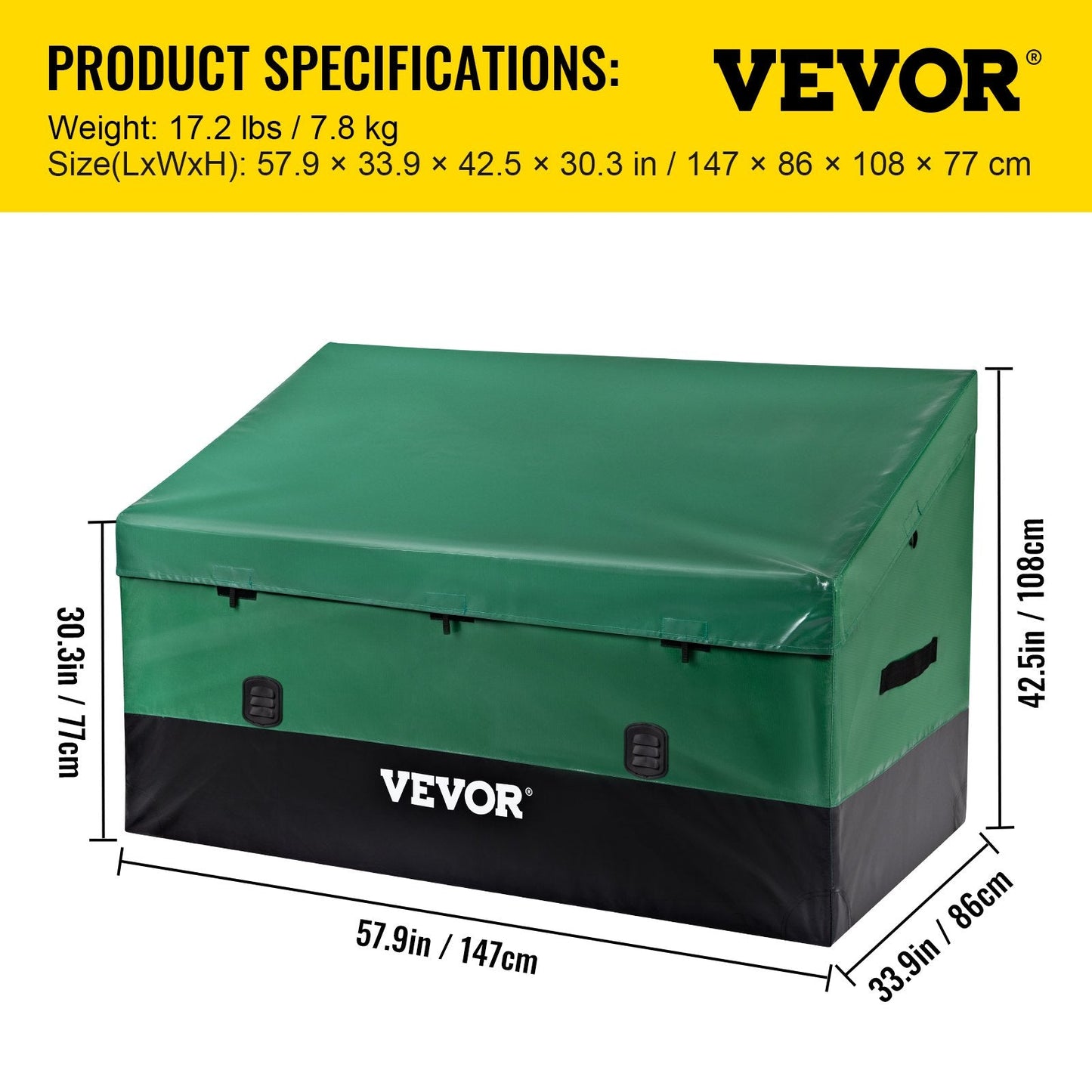Large Outdoor 870L Storage Box with Waterproof Cover, Easy Assembly, Portable