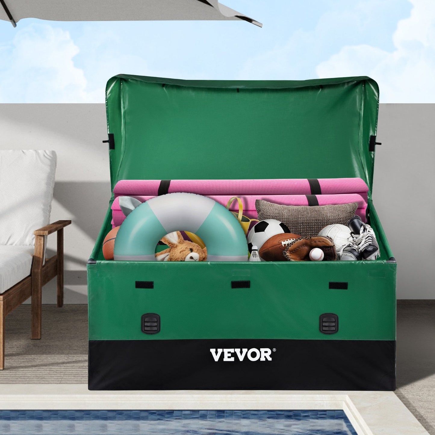 Large Outdoor 870L Storage Box with Waterproof Cover, Easy Assembly, Portable