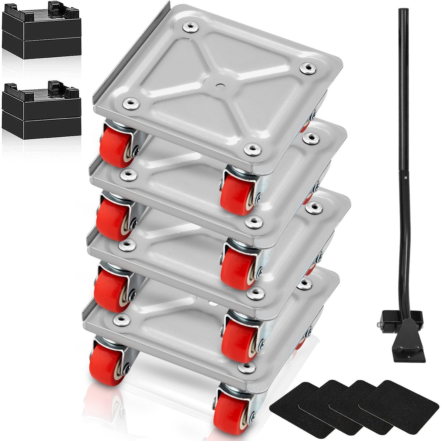 Heavy-Duty Furniture Dolly with 360° Swivel Wheels, 113.4 kg Capacity, 4 Pack