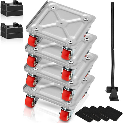 Heavy-Duty Furniture Dolly with 360° Swivel Wheels, 113.4 kg Capacity, 4 Pack