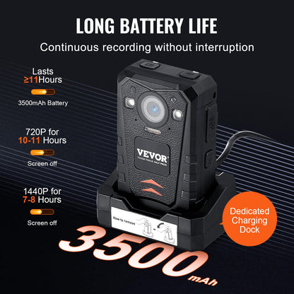 VEVOR 1440P HD Police Body Camera, 64GB Body Cam with  io Video Recording Picture,