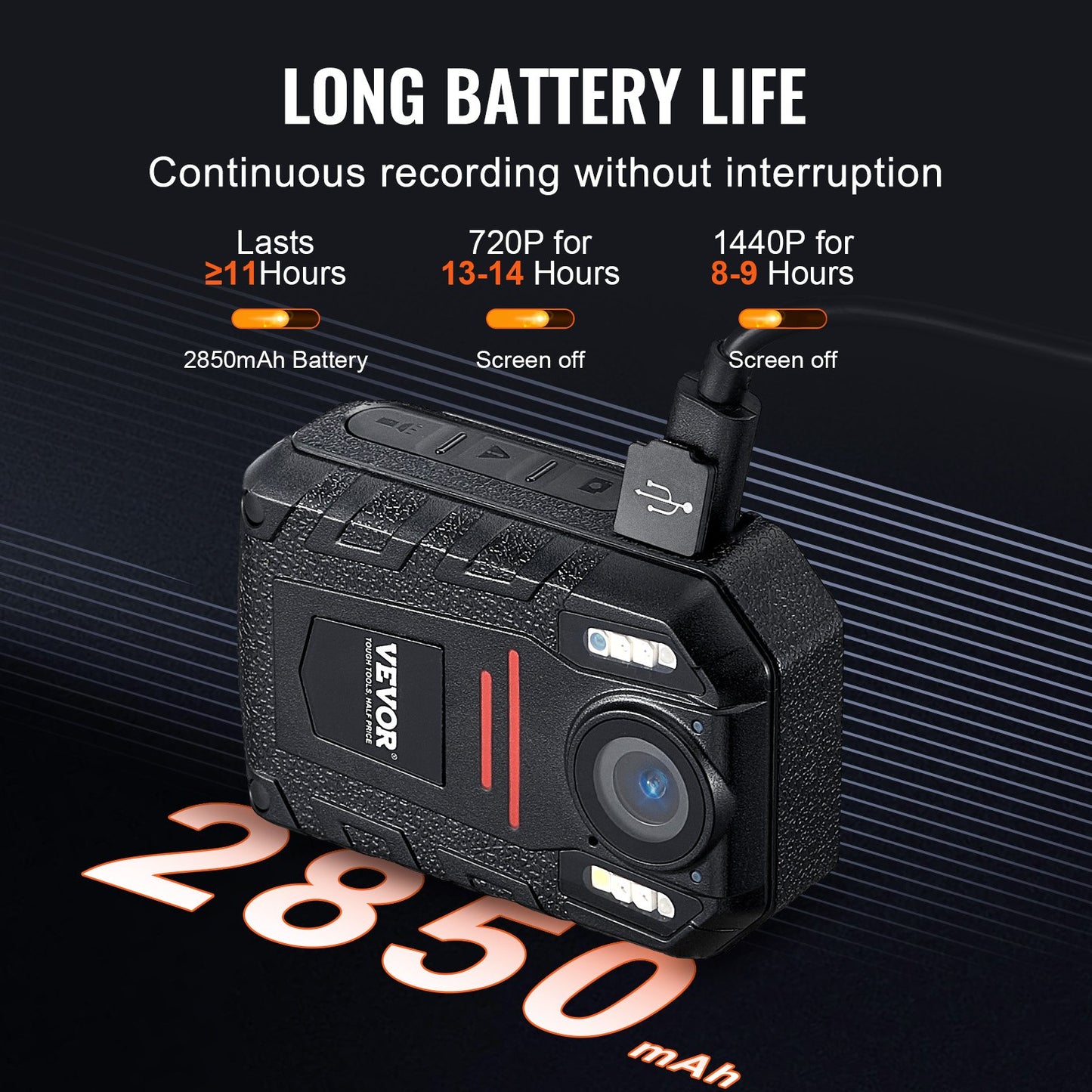 VEVOR 1440P HD Police Body Camera, 64GB Body Cam with  io Video Recording Picture,