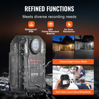 VEVOR 1440P HD Police Body Camera, 64GB Body Cam with  io Video Recording Picture,