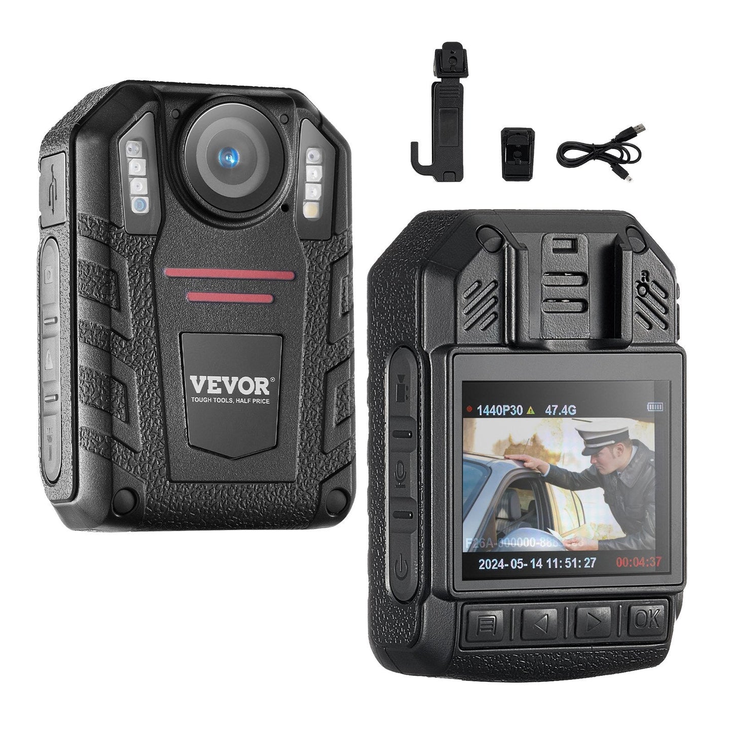 HD Police Body Camera 64GB with Night Vision and 2m LCD Display