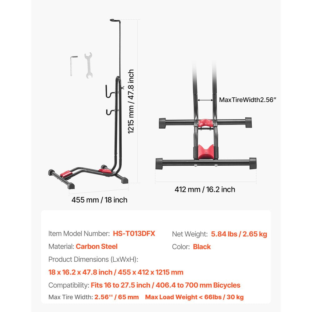 Bike Storage Floor Bike Rack for 406.4 to 700 mm Mountain & Road Bikes