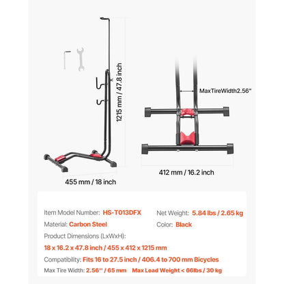 Bike Storage Floor Bike Rack for 406.4 to 700 mm Mountain & Road Bikes