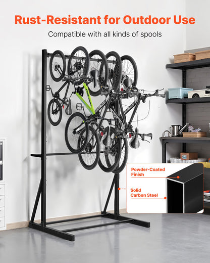 Bike Rack, 300LBS/136KG Capacity for up to 5 Bikes, Freestanding Bike Storage Rack, Carbon Steel Vertical Bicycle Stand for Home, Yard, Garage, Living Room, Indoor/Outdoor Bicycle Storage Stand