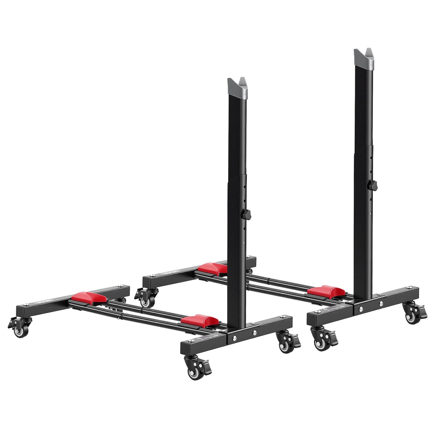 Bike Stand 2 Pack, Freestanding Vertical & Horizontal Bike Storage Rack, with Lockable Casters, Height Adjustable Carbon Steel Upright Garage Bicycle Floor Stand, for 508-737 mm Wheels, Black