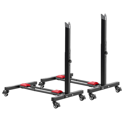 Bike Stand 2 Pack, Freestanding Vertical & Horizontal Bike Storage Rack, with Lockable Casters, Height Adjustable Carbon Steel Upright Garage Bicycle Floor Stand, for 508-737 mm Wheels, Black