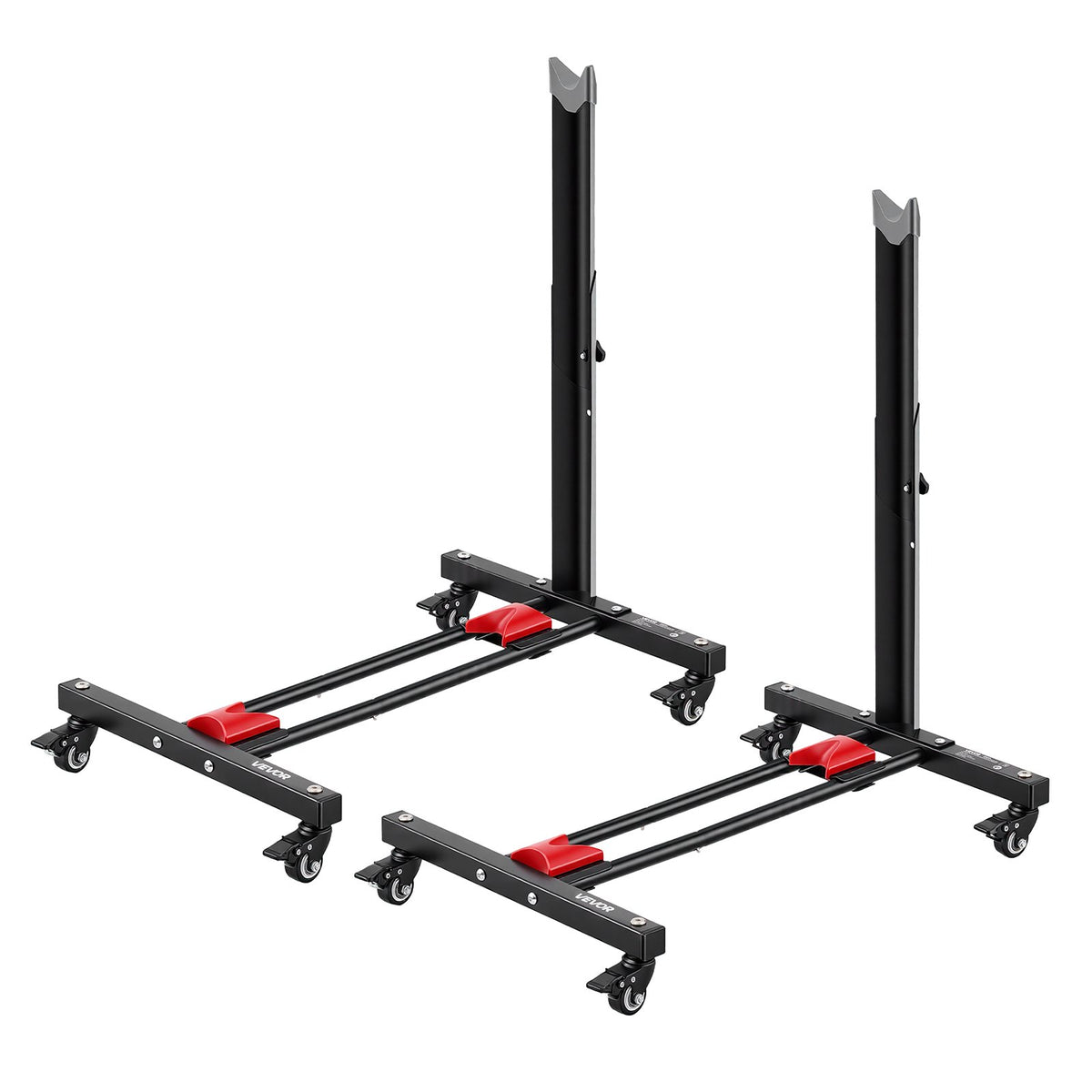 Bike Stand 2 Pack, Freestanding Vertical & Horizontal Bike Storage Rack, with Lockable Casters, Height Adjustable Carbon Steel Upright Garage Bicycle Floor Stand, for 508-737 mm Wheels, Black