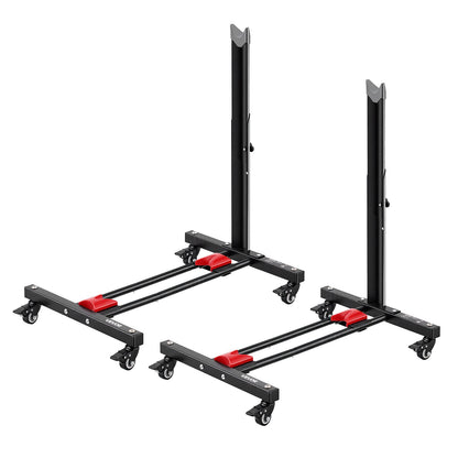 Bike Stand 2 Pack, Freestanding Vertical & Horizontal Bike Storage Rack, with Lockable Casters, Height Adjustable Carbon Steel Upright Garage Bicycle Floor Stand, for 508-737 mm Wheels, Black