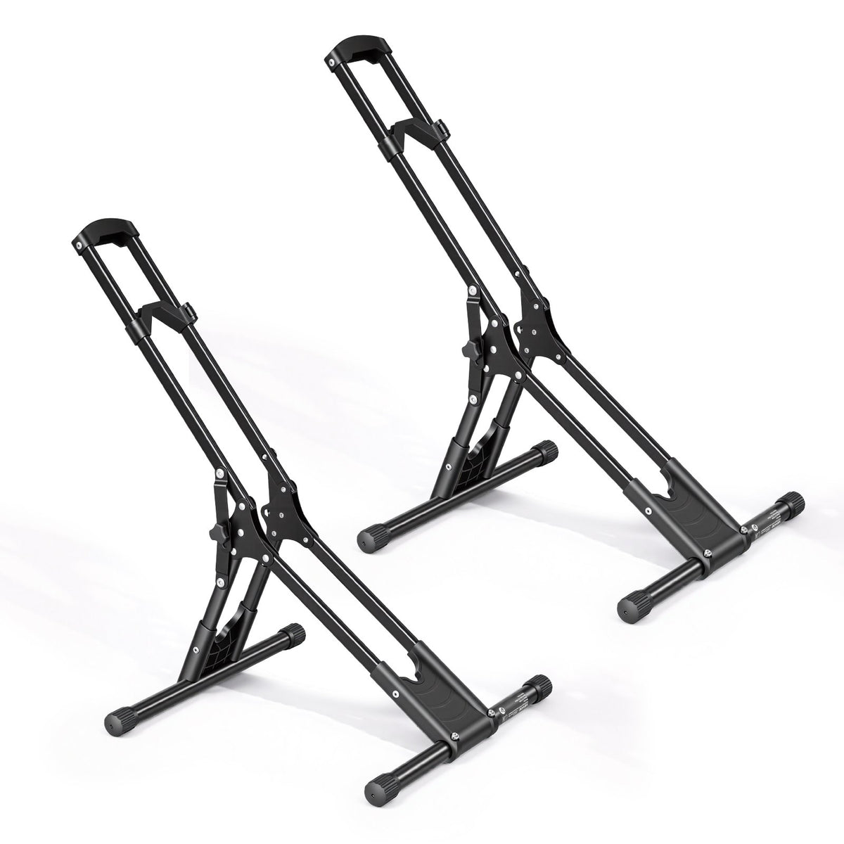 Bike Stand 2 Pack, Foldable Freestanding Bike Storage Rack, Carbon Steel Garage Bicycle Floor Stand, Fits 508-737 mm Wheel Diameters, Drill-Free Installation, for Garage, Apartment, Home, Black