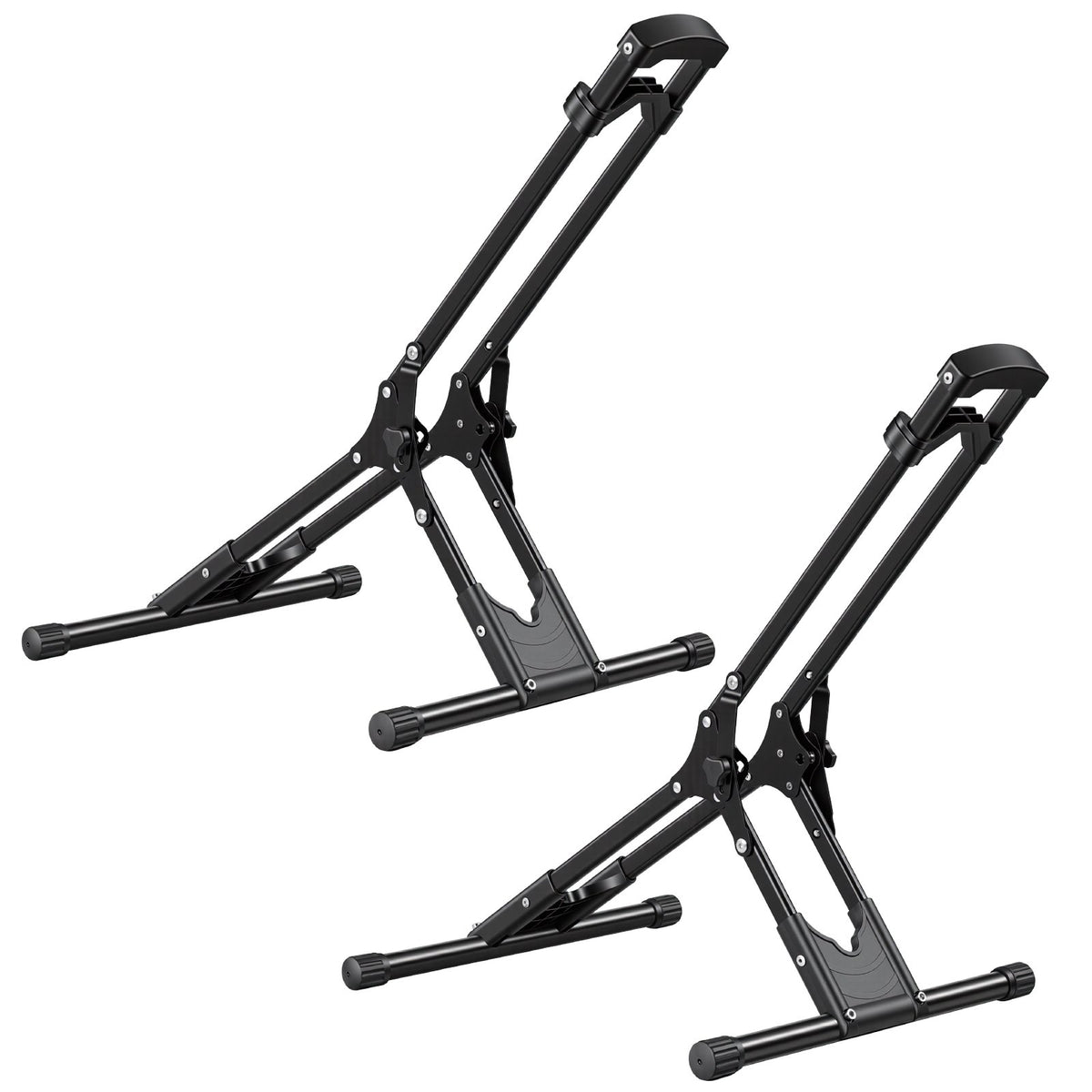 Bike Stand 2 Pack, Foldable Freestanding Bike Storage Rack, Carbon Steel Garage Bicycle Floor Stand, Fits 508-737 mm Wheel Diameters, Drill-Free Installation, for Garage, Apartment, Home, Black