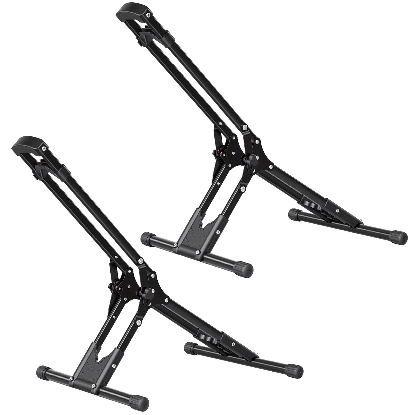 Bike Stand 2 Pack, Foldable Freestanding Bike Storage Rack, Carbon Steel Garage Bicycle Floor Stand, Fits 508-737 mm Wheel Diameters, Drill-Free Installation, for Garage, Apartment, Home, Black