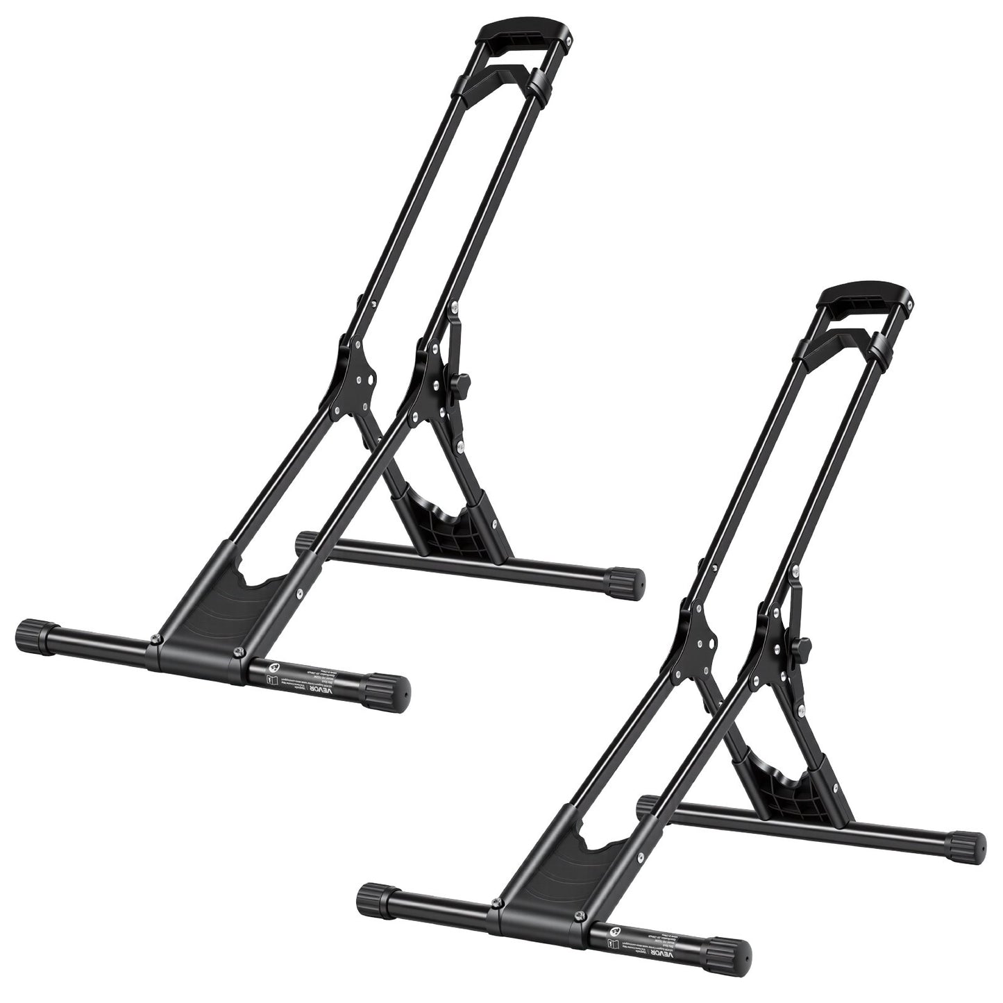 Bike Stand 2 Pack, Foldable Freestanding Bike Storage Rack, Carbon Steel Garage Bicycle Floor Stand, Fits 508-737 mm Wheel Diameters, Drill-Free Installation, for Garage, Apartment, Home, Black
